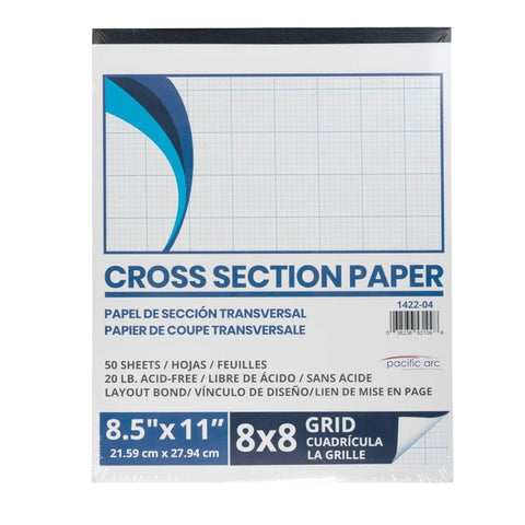 Cross Section Paper 50 Sheet Pad 8x8 Grid 11x17
