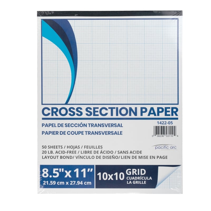 Cross Section Paper 50 Sheet Pad 10x10 Grid 8.5x11