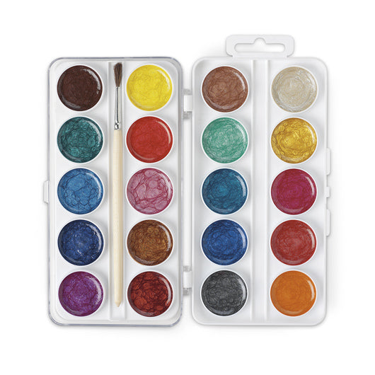 20 Pan Pearl Watercolor Set with Brush