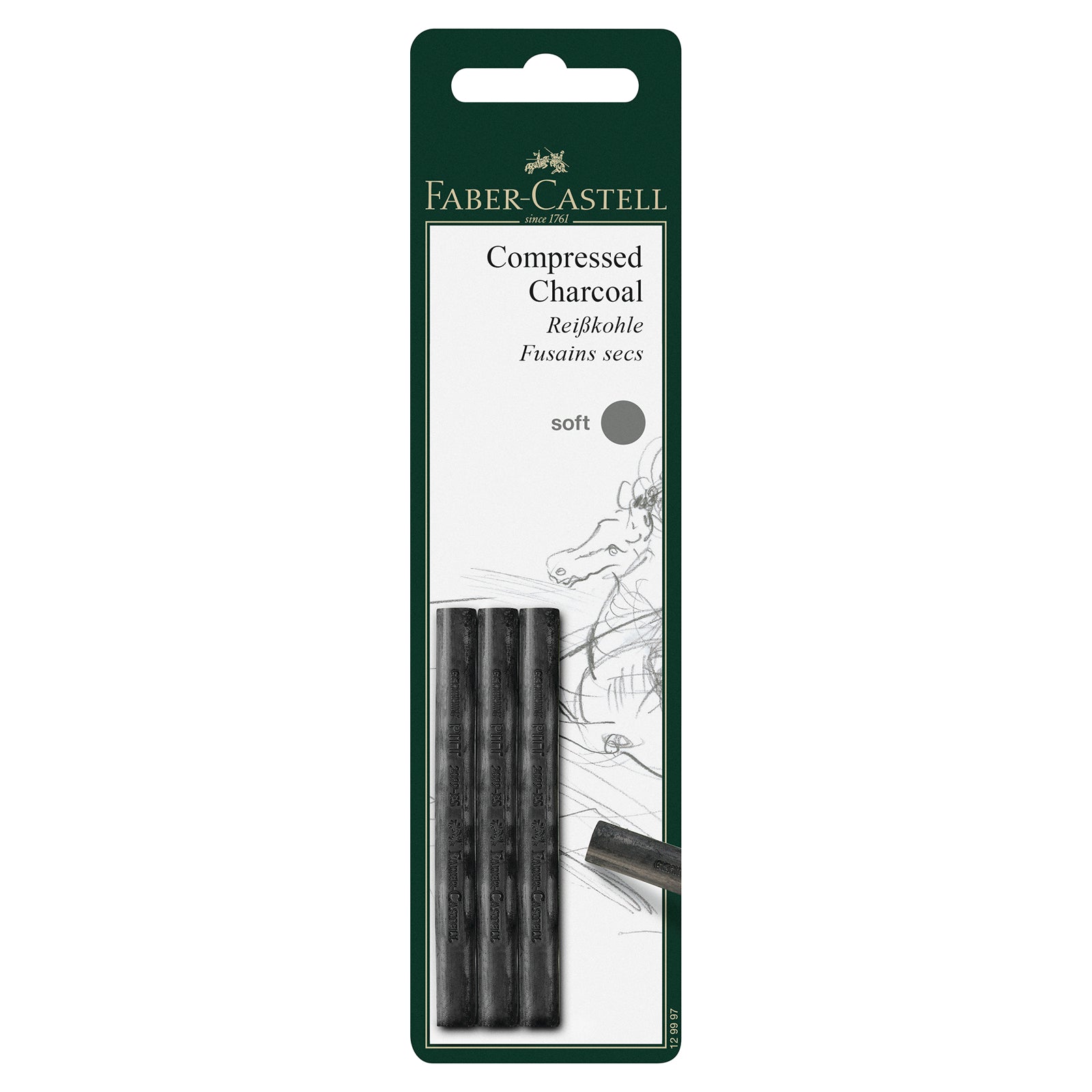 Artists Compressed Charcoal Soft Sticks 3 Pack