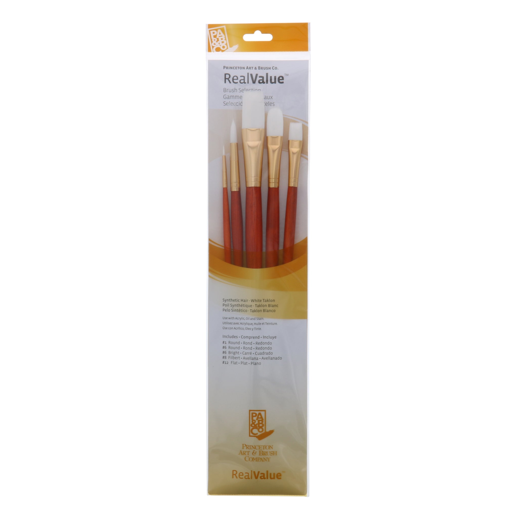 Real Value 5 Brush Set White Taklon 9155