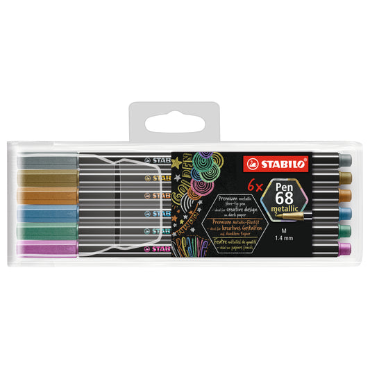 Stabilo Pen 68 Metallic 6-Color Wallet Pen Set