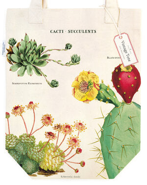 Tote Bag Vintage Inspired Cacti & Succulents