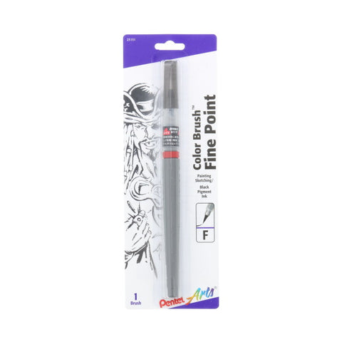 Pentel Color Brush Pen with Black Pigmented Ink Fine