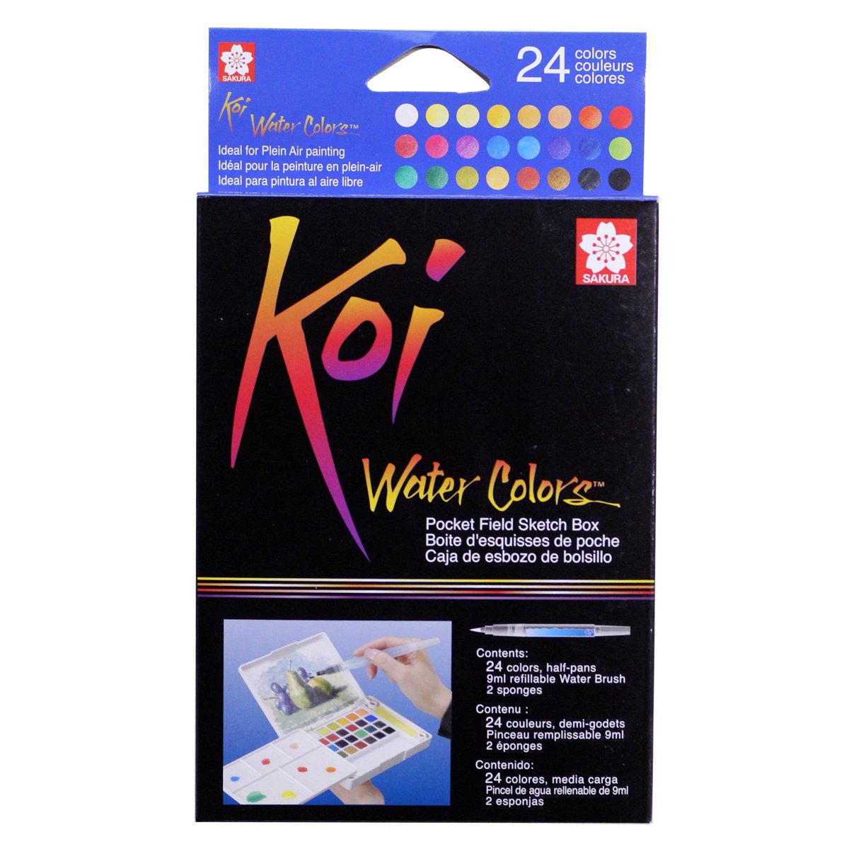 Koi Watercolor Pocket Field Sketch Box Set, 24-Colors