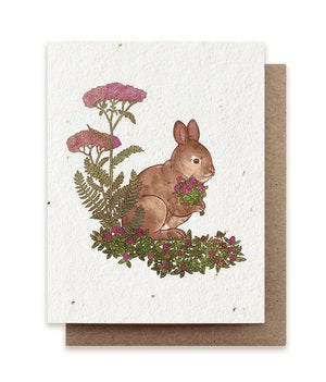 Plantable Greeting Cards Rabbit Gathering Herbs