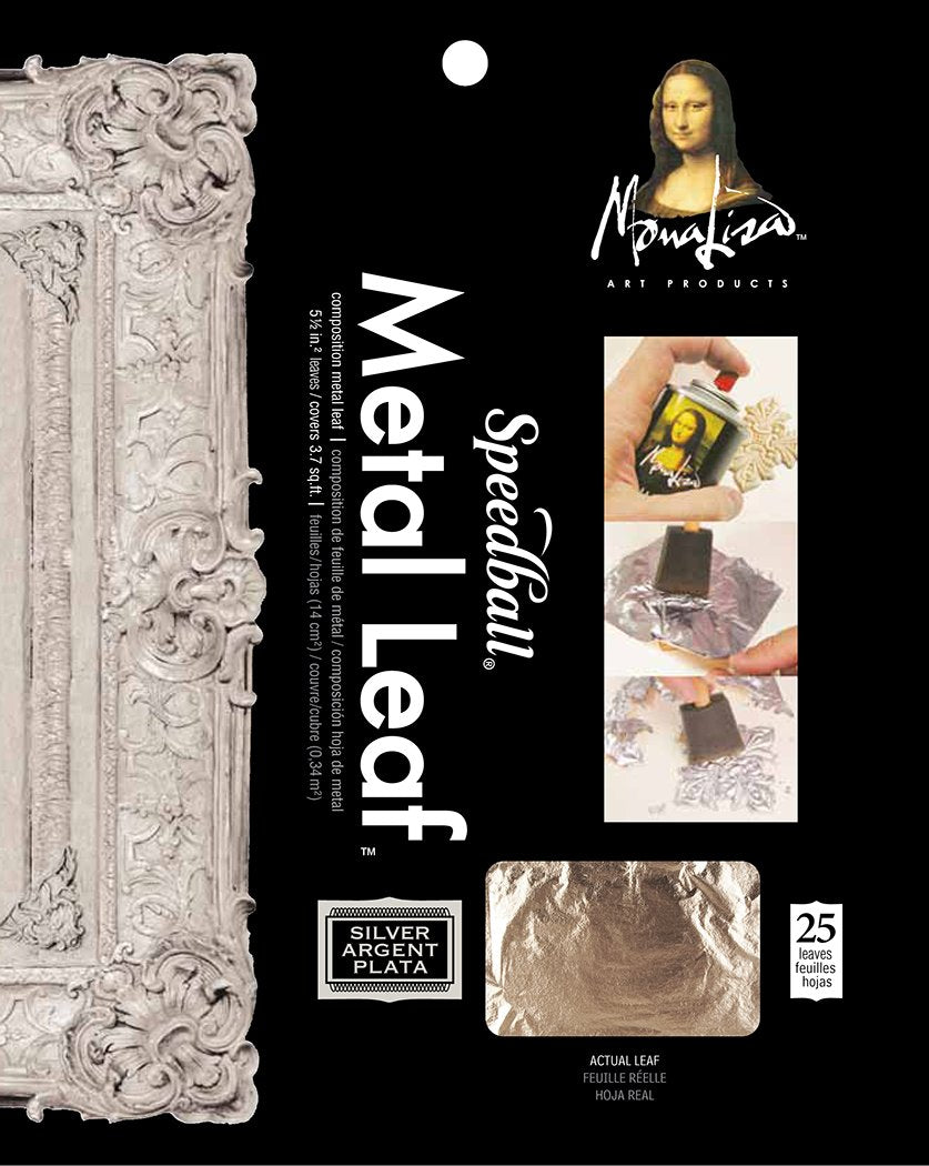 Speedball Mona Lisa 5.5in x 5.5in Silver Metal Leaf Sheets