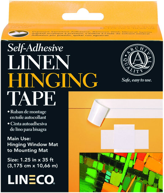 Lineco 1.25in x 35ft White Self Adhesive Linen Hinging Tape