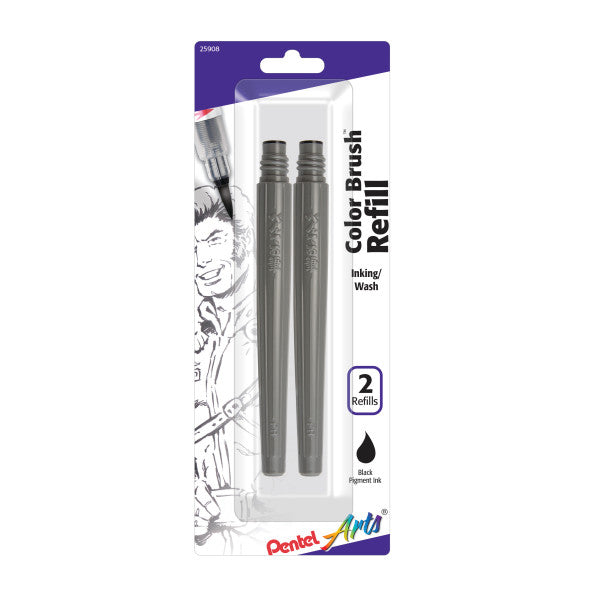 Color Brush Pen Refill Ink Cartridges 2 Pack Pigmented Black