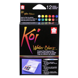 Koi Watercolor Pocket Field Sketch Box Set, 12-Colors
