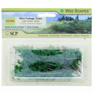 Light Green Wire Foliage Trees 1.5" to 3" 24 Pack