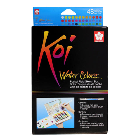 Koi Watercolor Pocket Field Sketch Box Set, 48-Colors