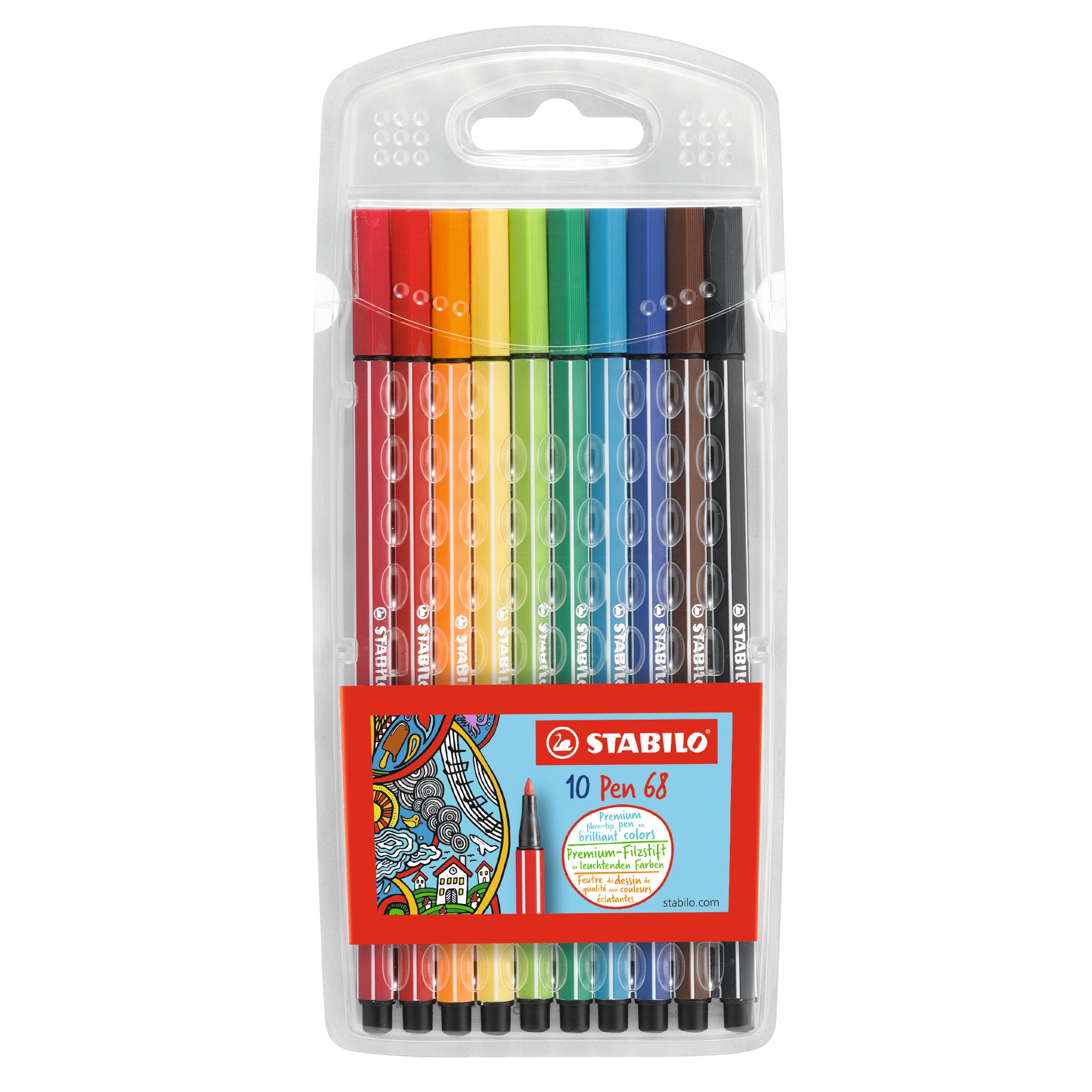 Stabilo Pen 68 Wallet 10 Color Set